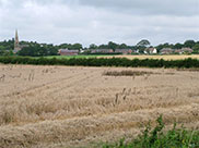 View across farmland from the towpath
