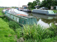 Narrow boats moored at the end of the Rufford Branch