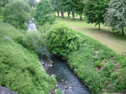 A stream/river passes under the canal